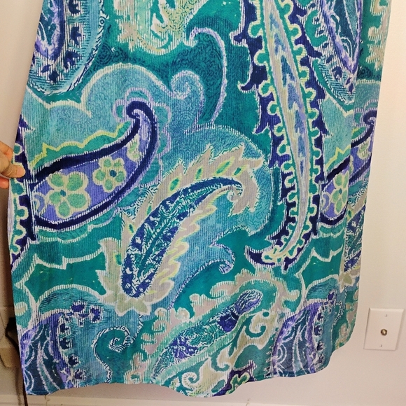 Chico's Sleeveless Halter Ocean Paisley Bib Maxi Dress Womens 3 XL Coastal Boho - Picture 3 of 14